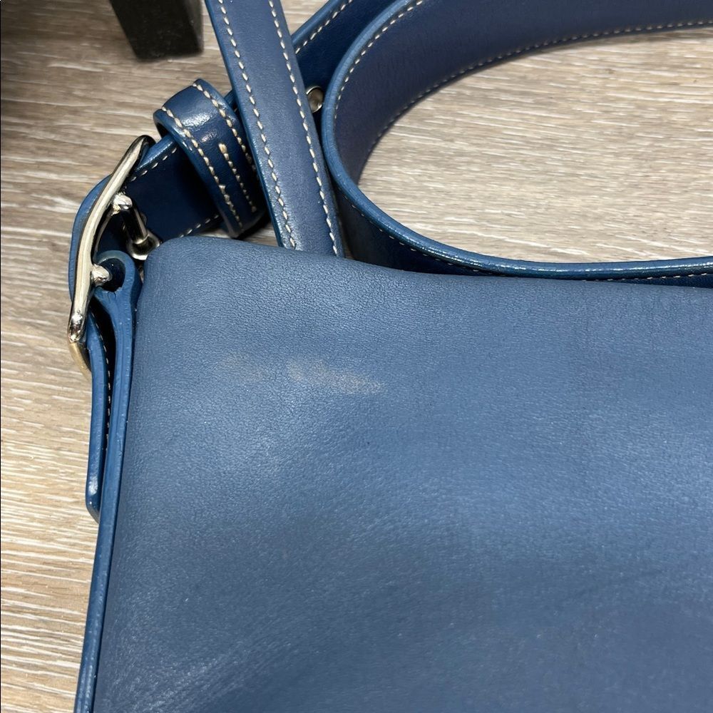 0721 Vintage Coach Elegant Navy Leather Shoulder Bag 258080721 - Picture 10 of 12